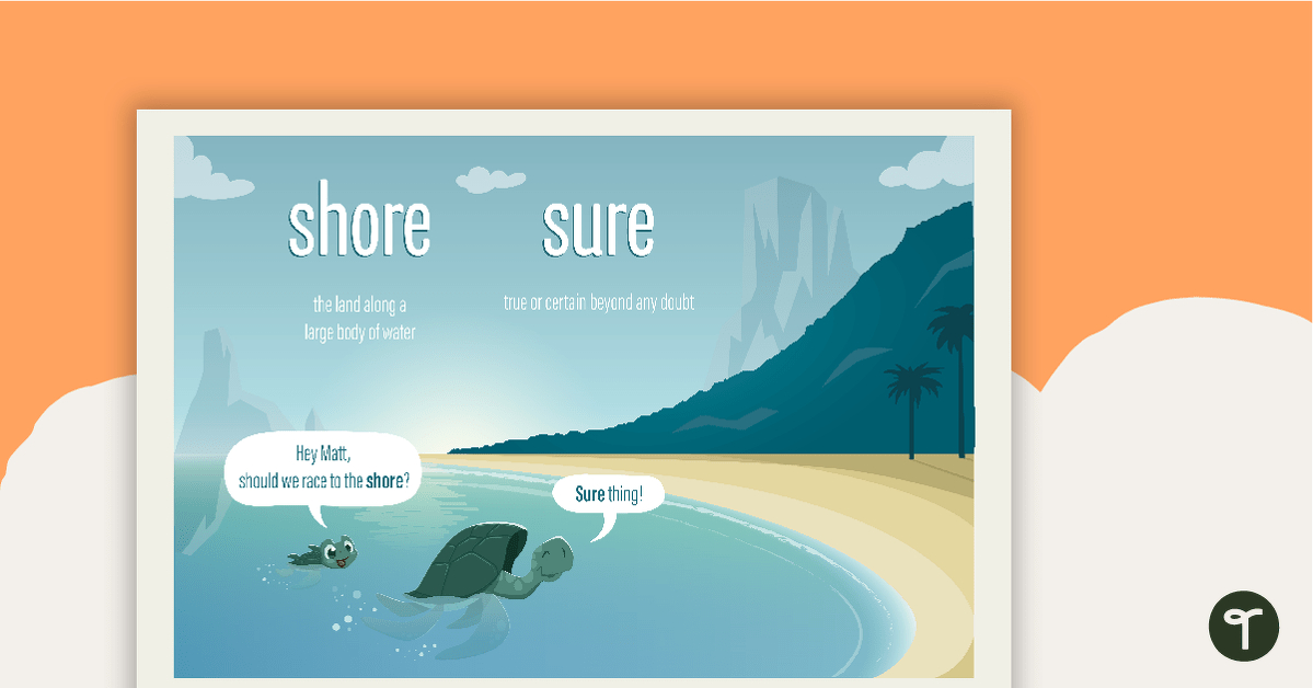 Shore and Sure Homophones Poster teaching resource