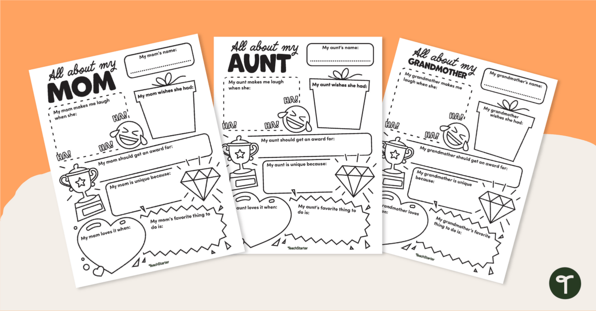 All About My Mom Template – Upper Grades teaching resource