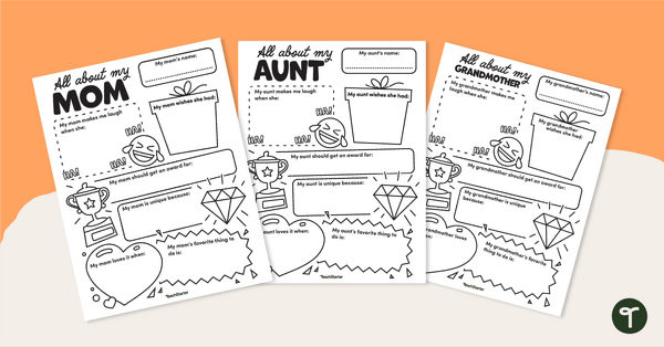 Go to All About My Mom Template – Upper Grades teaching resource