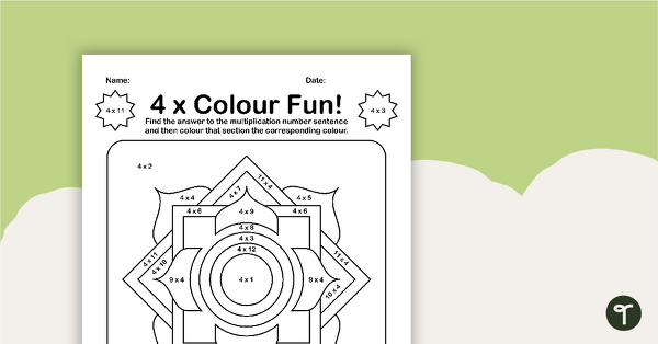 Go to Colour by Number - 4 x Multiplication Facts teaching resource