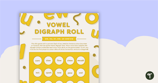 Vowel Digraph Roll Game (Yellow) teaching resource