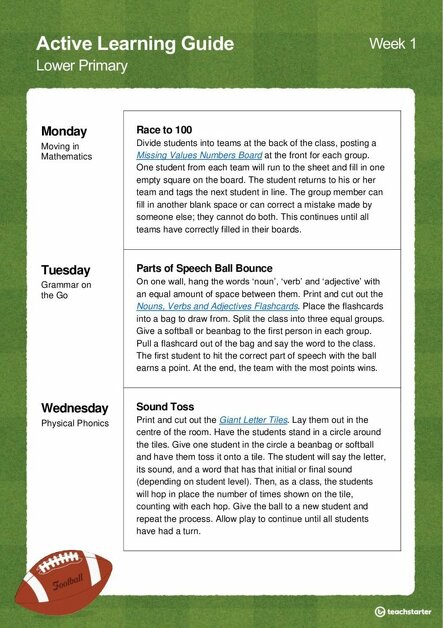 Active Learning Guide for Early Primary - Week 1 teaching resource