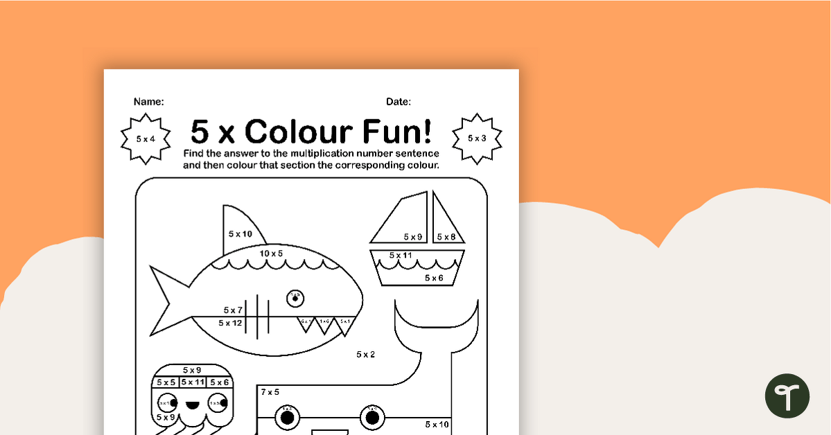 Colour by Number - 5 x Multiplication Facts teaching resource