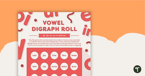 Vowel Digraph Roll Game (Red) teaching resource