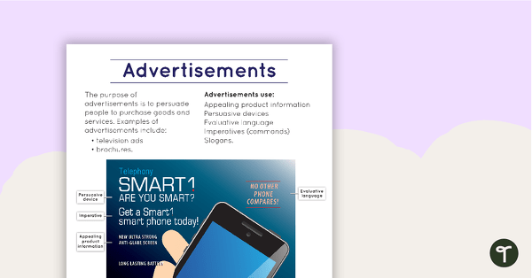 Advertisement Text Type Poster With Annotations teaching resource