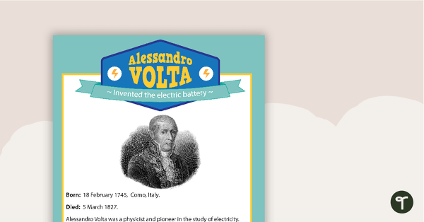 Go to Alessandro Volta Profile teaching resource