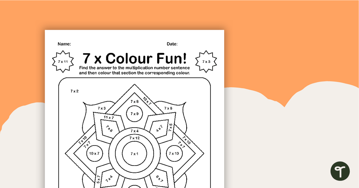 Colour by Number - 7 x Multiplication Facts teaching resource