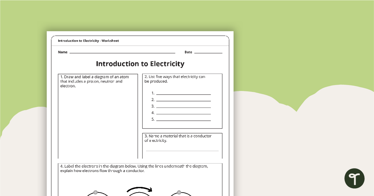 Introduction to Electricity Worksheet teaching resource
