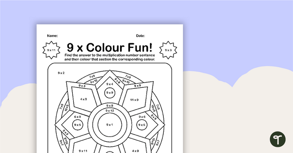 Colour by Number - 9 x Multiplication Facts teaching resource