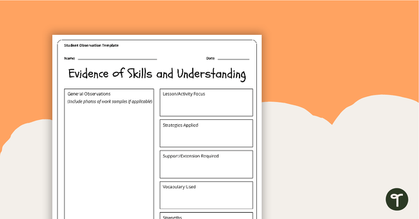 Student Observation Template teaching resource
