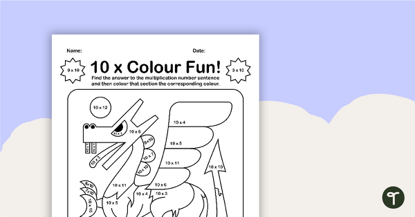 Colour by Number - 10 x Multiplication Facts teaching resource