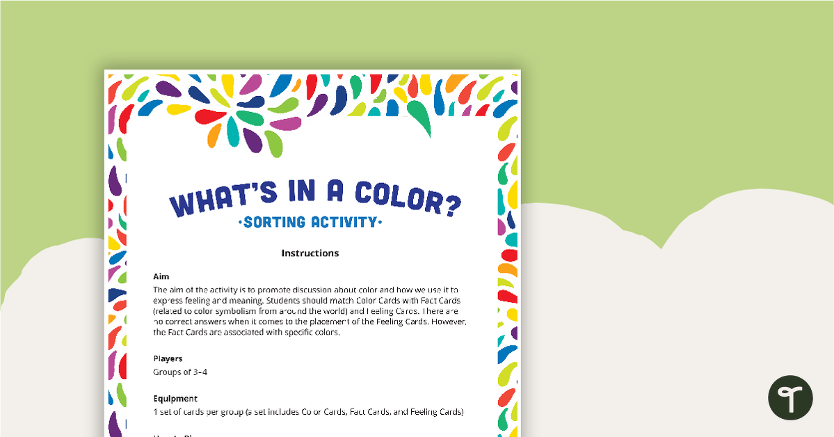 What's in a Color? Sorting Activity teaching resource