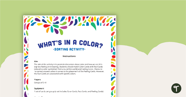 Preview image for What's in a Color? Sorting Activity - teaching resource