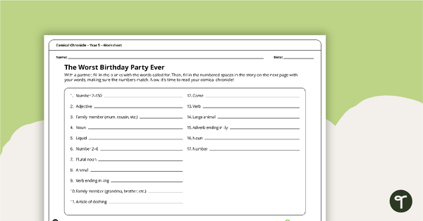 Comical Chronicle Worksheets – Year 5 teaching resource