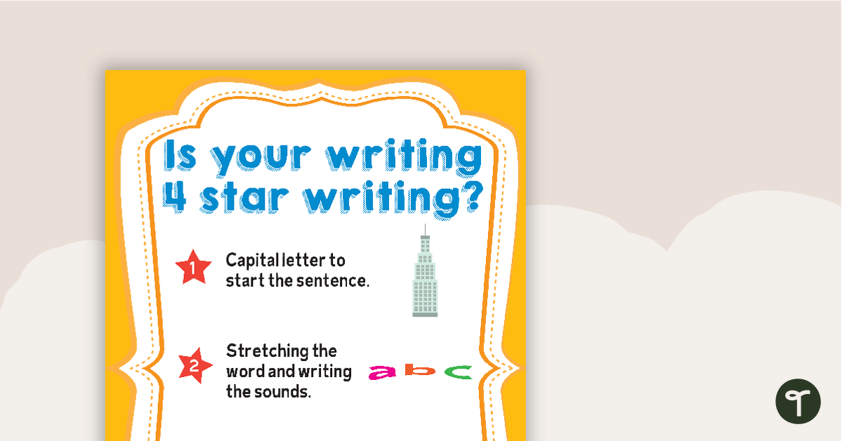 4 Star Writing Poster and Checklist Sheet teaching resource