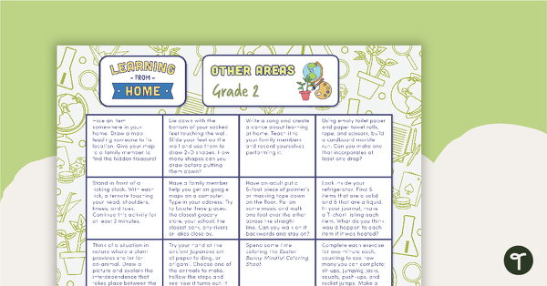 Grade 2 – Week 2 Learning from Home Activity Grids teaching resource