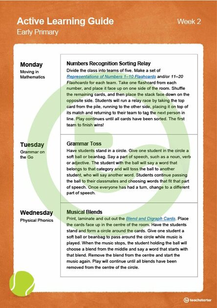 Active Learning Guide for Early Primary - Week 2 teaching resource