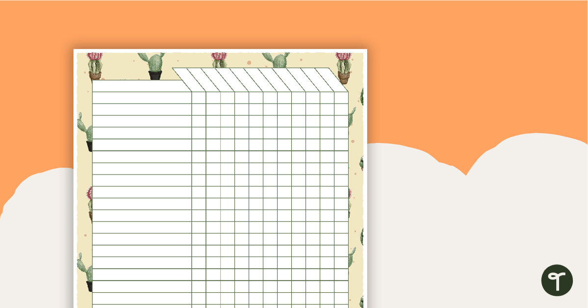Cactus Printable Teacher Planner – Assessment Tracker teaching resource