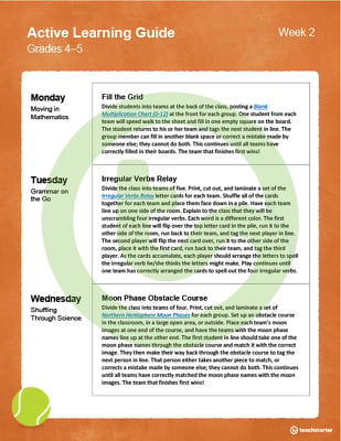 Preview image for Active Learning Guide for Grades 4-5 - Week 2 - teaching resource