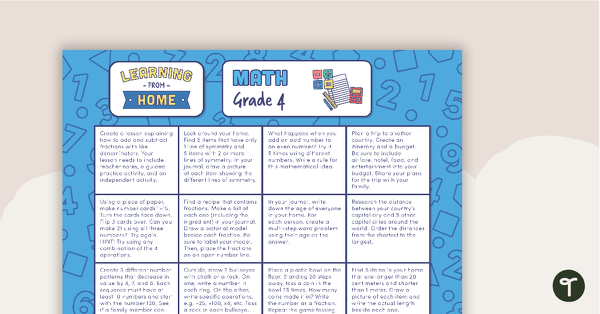Grade 4 – Week 2 Learning from Home Activity Grids teaching resource