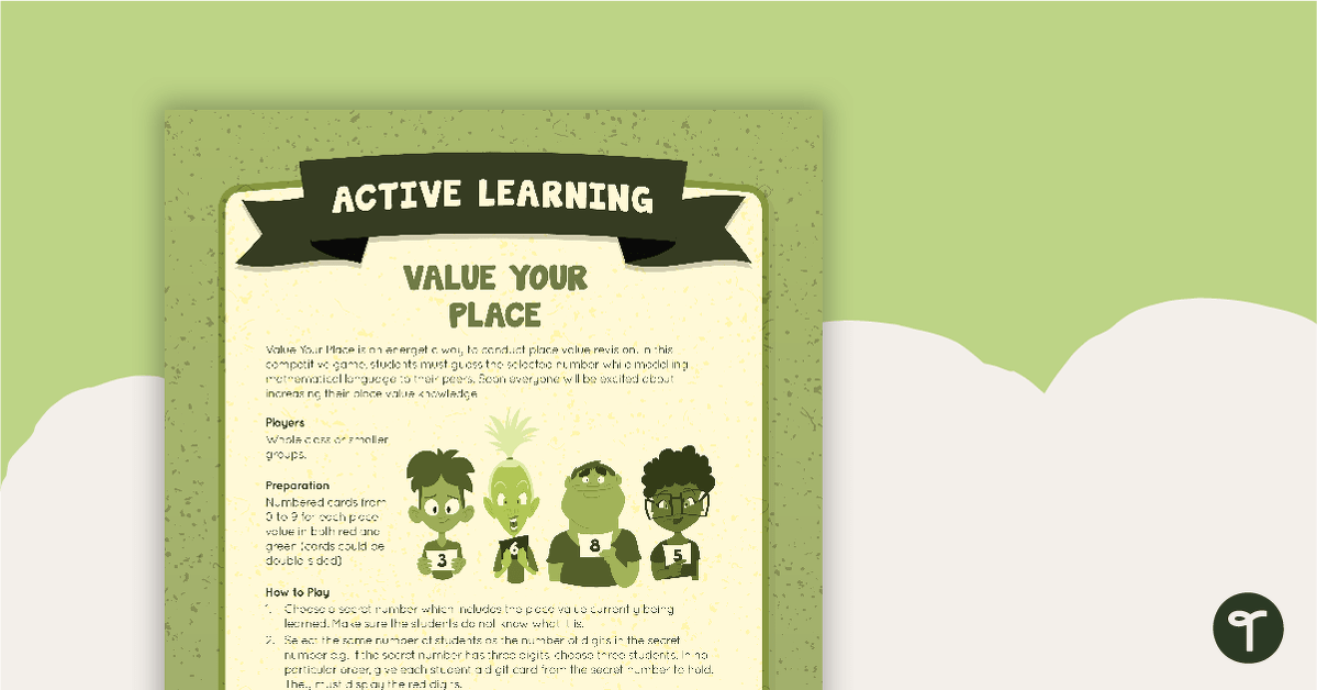 Value Your Place Active Learning teaching resource