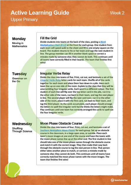Active Learning Guide for Upper Primary - Week 2 teaching resource