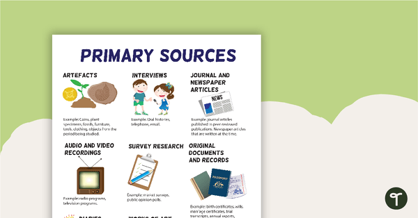Primary Sources Poster (Version 2) teaching resource