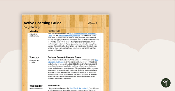 Active Learning Guide for Early Primary - Week 3 teaching resource