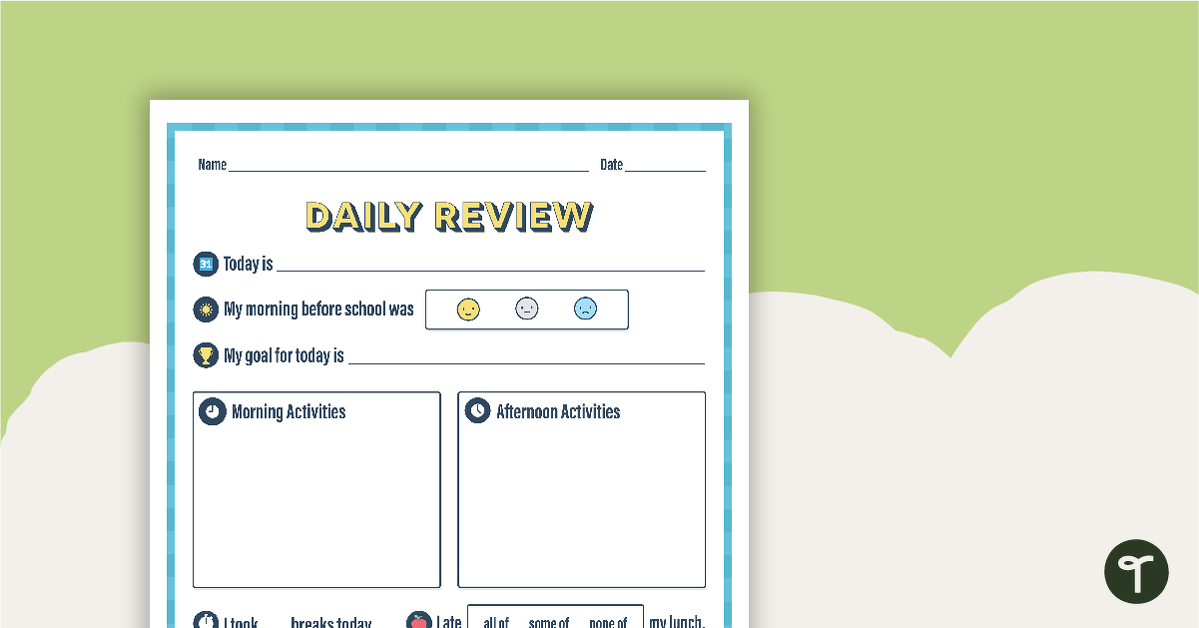 Daily Review Template teaching resource
