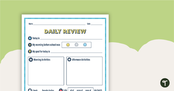 Daily Review Template teaching resource