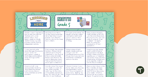Grade 5 – Week 2 Learning from Home Activity Grids teaching resource