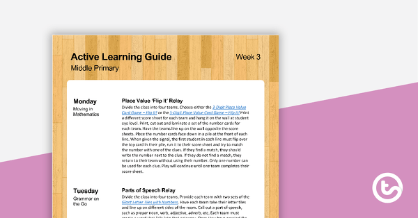 Active Learning Guide for Middle Primary - Week 3 teaching resource