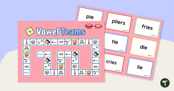 Preview image for Vowel Teams Board Game - IE - teaching resource