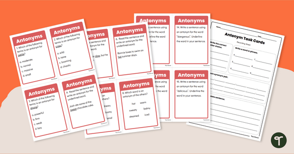 Preview image for Antonym Task Cards - teaching resource