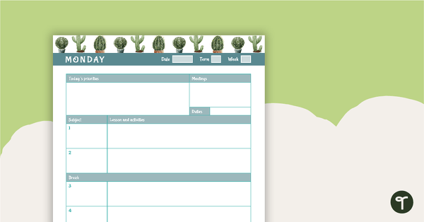 Go to Cactus Printable Teacher Diary – Day Planner teaching resource