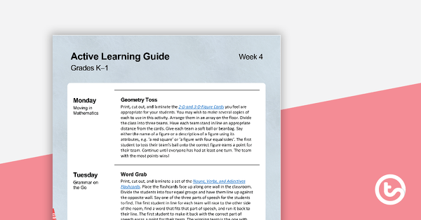Go to Active Learning Guide for Grades K-1 - Week 4 teaching resource