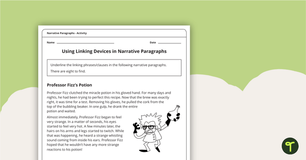 Preview image for Using Linking Devices in Narrative Paragraphs Worksheets - teaching resource