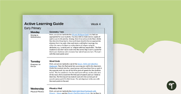Go to Active Learning Guide for Early Primary - Week 4 teaching resource