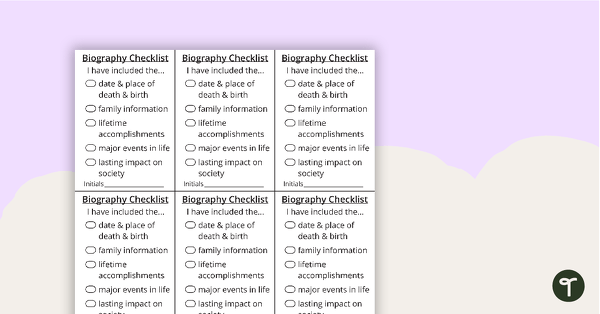 Preview image for Biography Writing Checklist - teaching resource