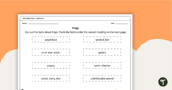 Informative Text Structure - Sorting Activity (Frogs) teaching resource