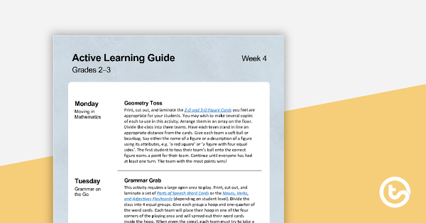 Preview image for Active Learning Guide for Grades 2-3 - Week 4 - teaching resource