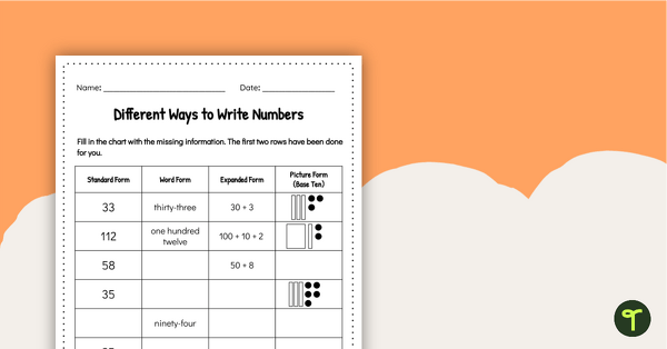 Image of How to Write 2-Digit and 3-Digit Numbers Worksheet