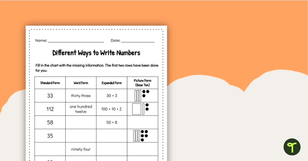 Different Ways To Write A Number Worksheet