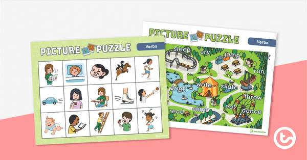 Action Verbs Picture Puzzle teaching resource