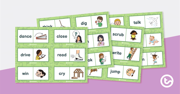 Preview image for Action Verbs Dominoes - teaching resource