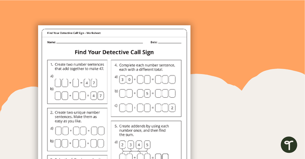Find Your Detective Call Sign Worksheet teaching resource