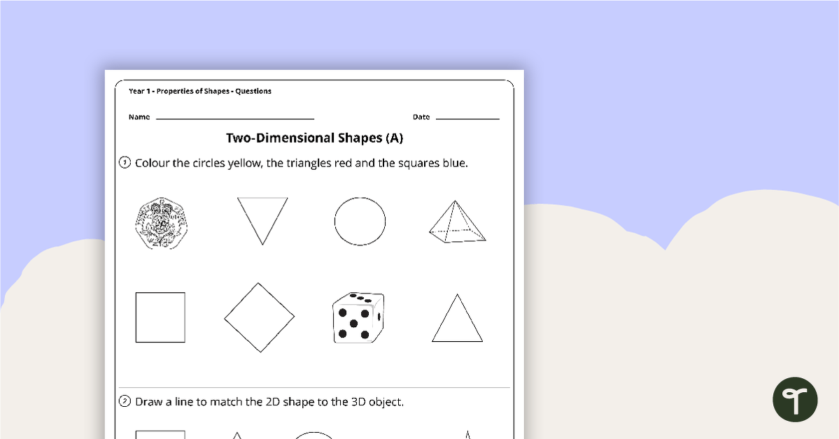 Preview image for Geometry Worksheets - Properties of Shapes - Year 1 - teaching resource