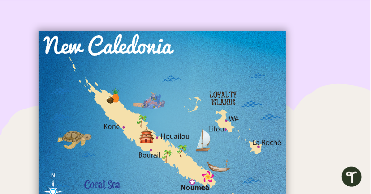 Map of New Caledonia teaching resource