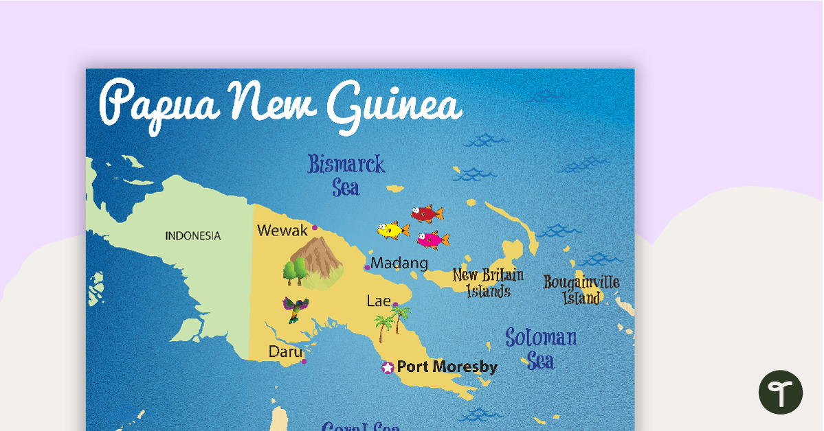 Map of Papua New Guinea teaching resource