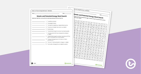 Go to Kinetic and Potential Energy Word Search teaching resource